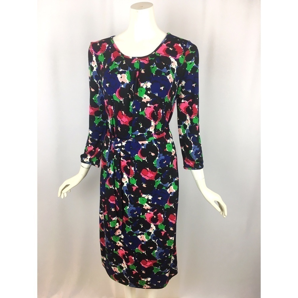 Talbots Colorful Floral Midi Dress 3/4 Sleeves Size XS